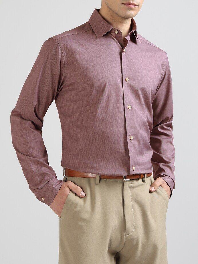 Men Burgandy Solid Formal Fit Shirt