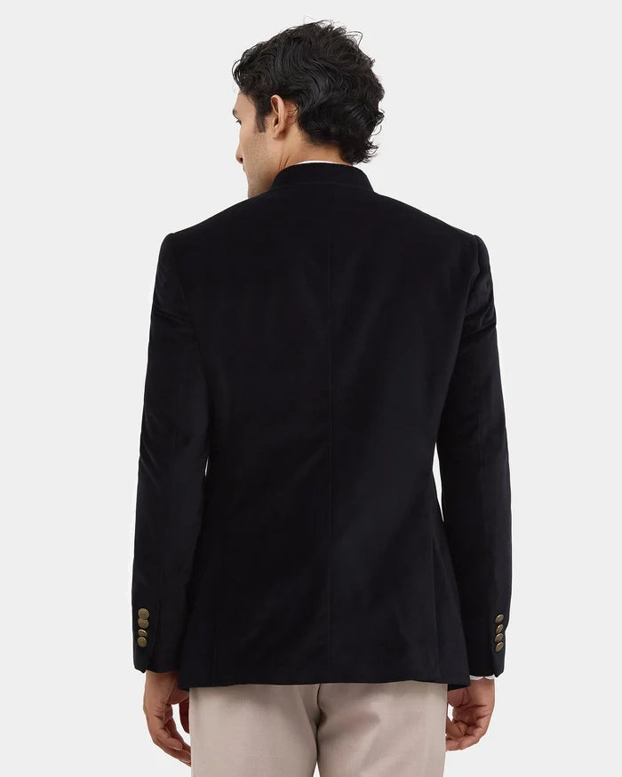 Black Solid Bandhgala - Vetiver