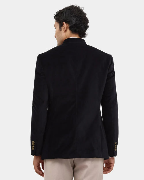 Black Solid Bandhgala - Vetiver